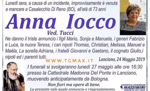 Lanciano, lunedì i funerali di Anna Iocco in Cattedrale