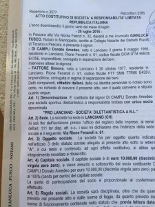 ProLanciano atto costitutivo