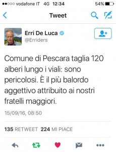 Tweet Erri De Luca