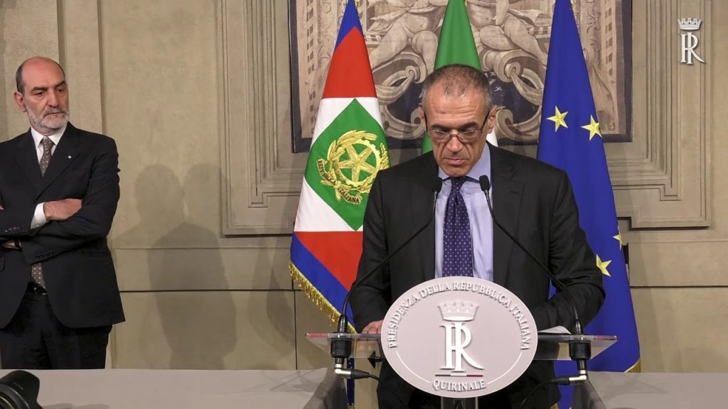 Carlo Cottarelli formerà il nuovo governo con un programma che porti il Paese a nuove elezioni