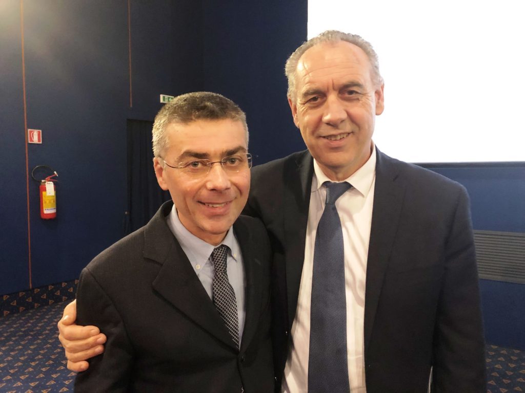Giacinto Verna con Giovanni Legnini in visita ai pastifici di Fara San Martino