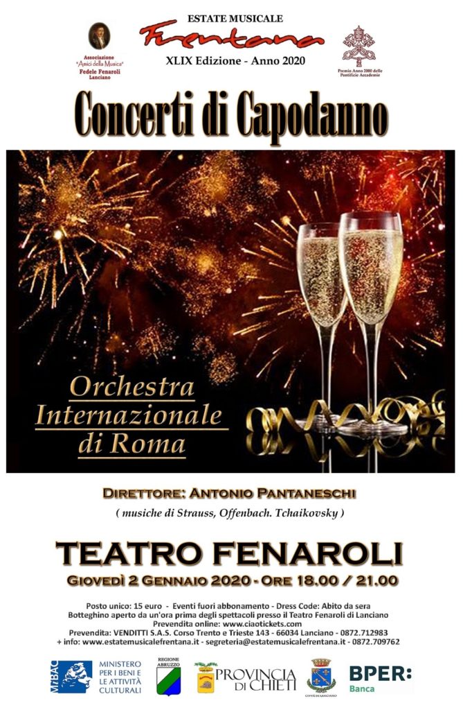 Lanciano: il doppio concerto di Capodanno apre la 49ma stagione dell’Estate musicale frentana
