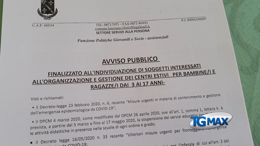 Centri estivi: a Lanciano un avviso per accreditare le strutture interessate a gestire le domande