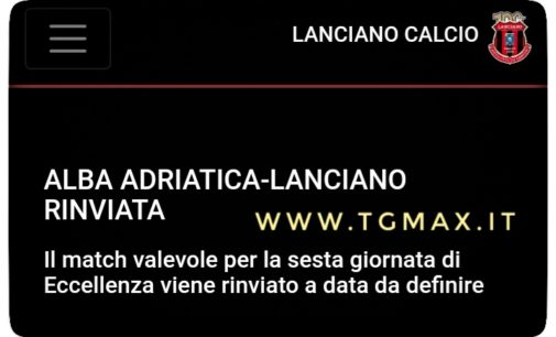 Eccellenza: rinviata gara del Lanciano con Alba Adriatica, sospetto Covid19
