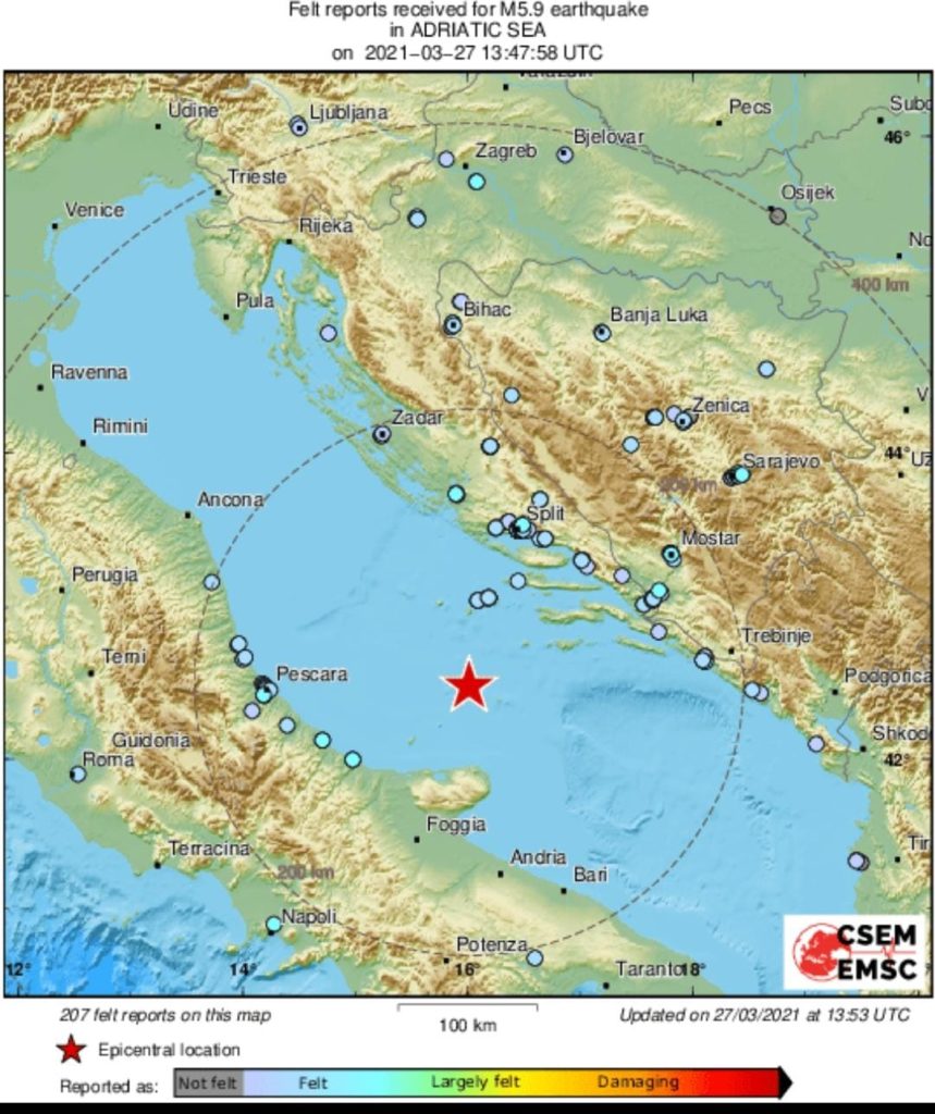 Terremoto in mare Adriatico, scossa avvertita in Abruzzo