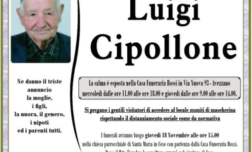 Lanciano: morto il papà dell’arcivescovo Cipollone, funerali ad Avezzano