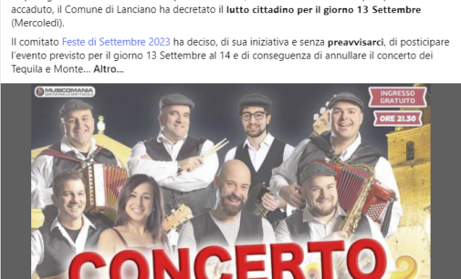 Lanciano: concerto annullato di Tequila & Montepulciano Band, “il Comitato feste non ci ha avvisato”