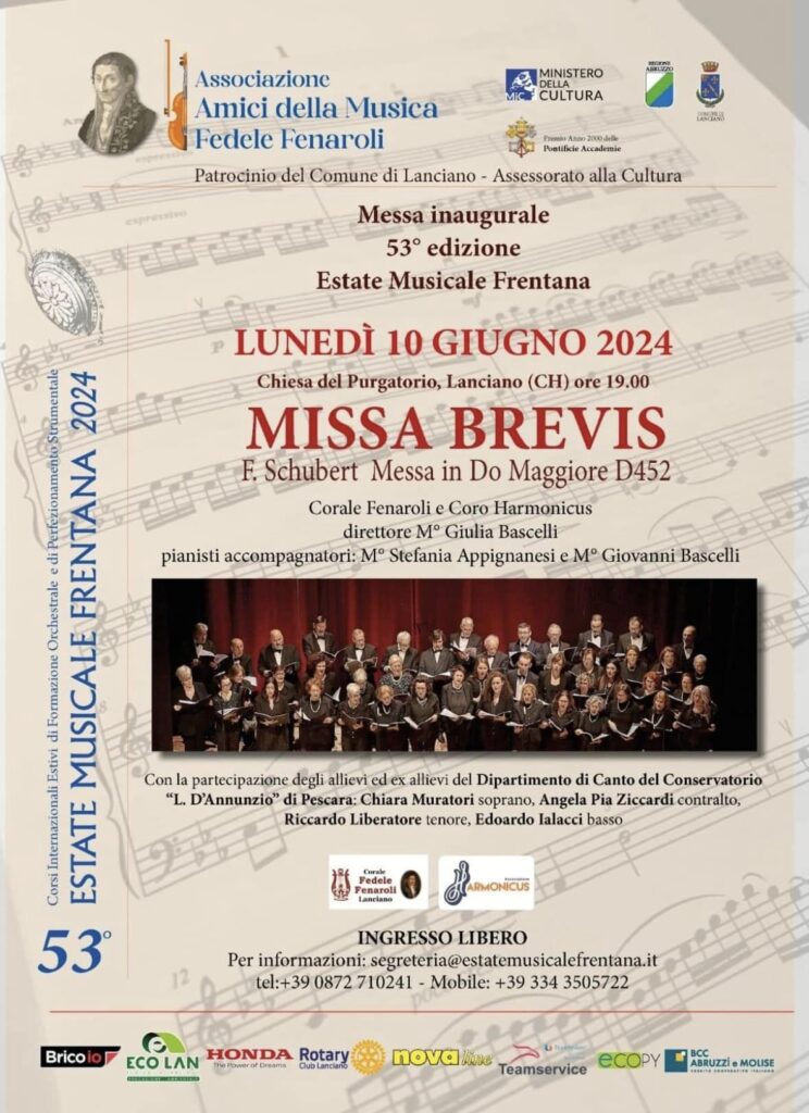 Lanciano: la Missa Brevis apre la stagione dell’Estate Musicale Frentana