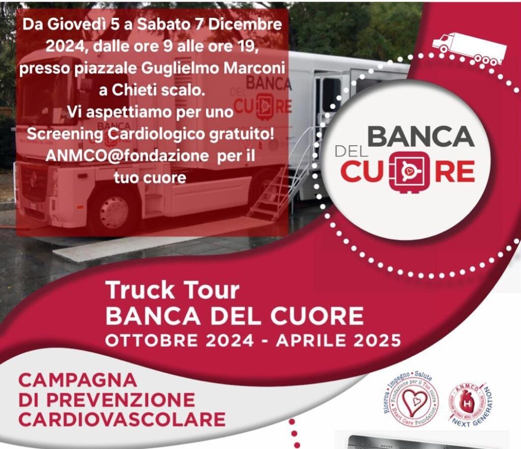 Chieti, ultimo giorno per lo screening gratuito con la Banca del cuore