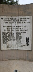 Lapide del 6 ottobre 1943 con i nomi dei caduti in combattimento e per rappresaglia